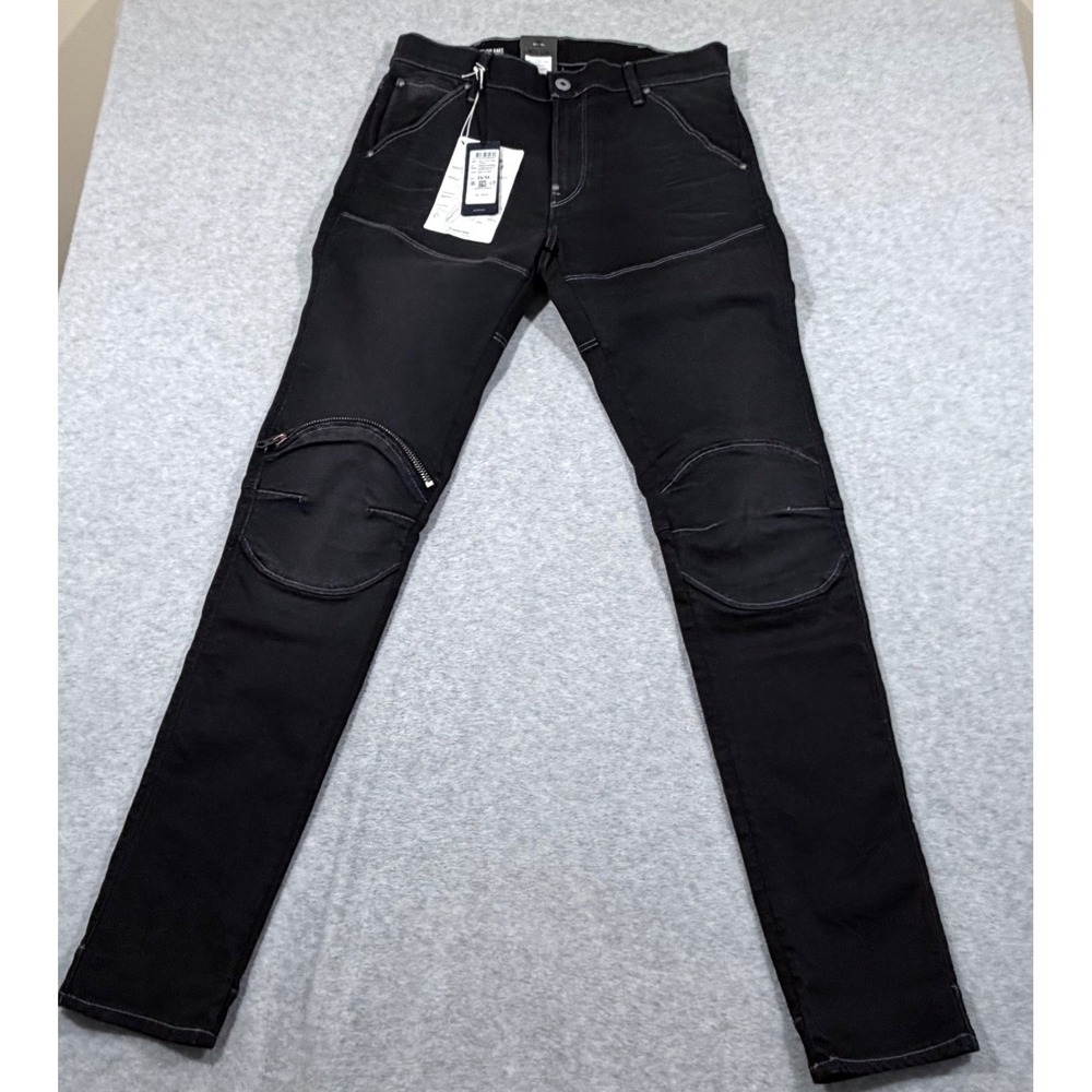 G-Star Raw 5620 3D Zip Knee Mens 33/34 Black NWT Skinny Moto Jeans
